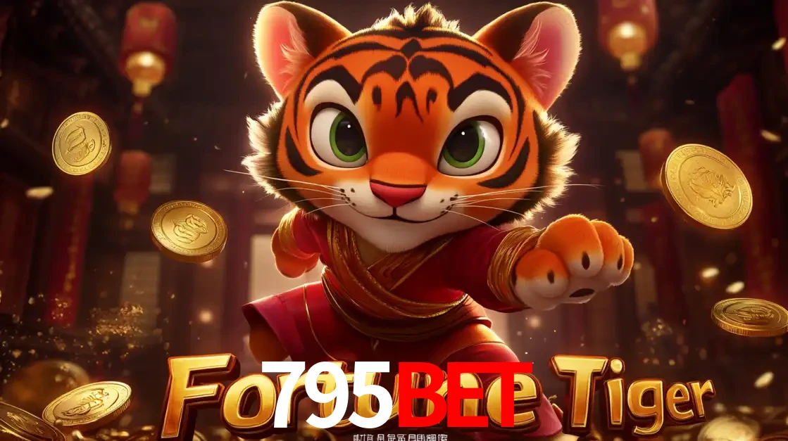 O carismático mascote do jogo de slot Fortune Tiger, um tigre fofo em pose de artes marciais, pronto para trazer sorte e multiplicadores de ganhos no cassino online 795bet.